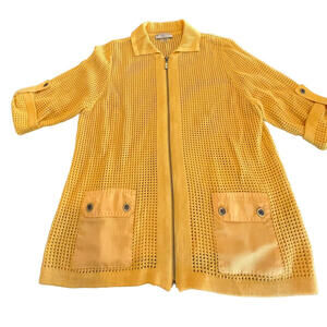 Allison Daley Golden Rod Crochet Shirt Jacket Roll Tab Sz Petite M Zip 1087.2